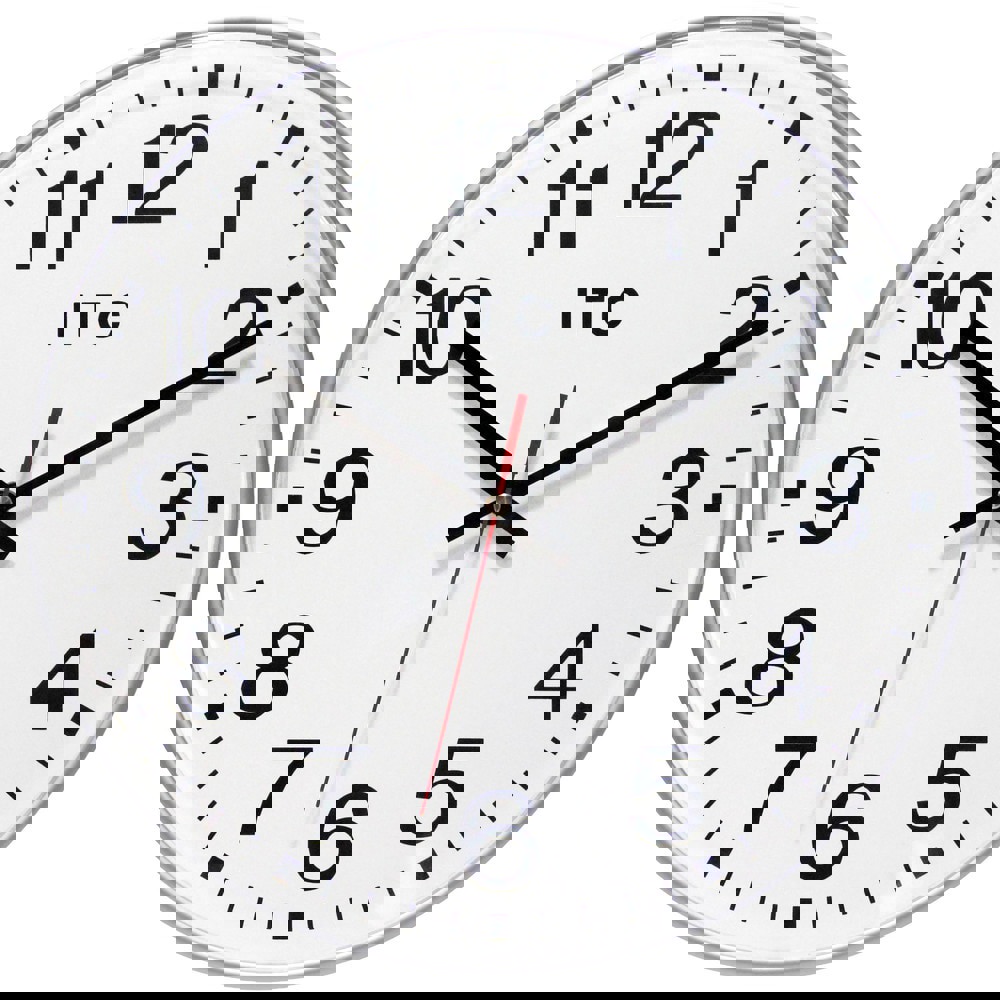 Office Wall Clocks; Clock Type: Dial ; Display Type: Analog ; Power Source: Battery ; Clock Movement Control: Manual ; Face Color: White ; Case Color: Silver